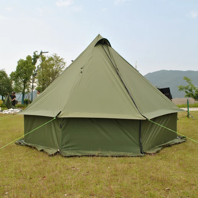 4 Person Luxury Pyramid Tent Yurt Tent with Silver Coating for UV Protection Breathable Camping Tent Stove Space for 4 Seasons
