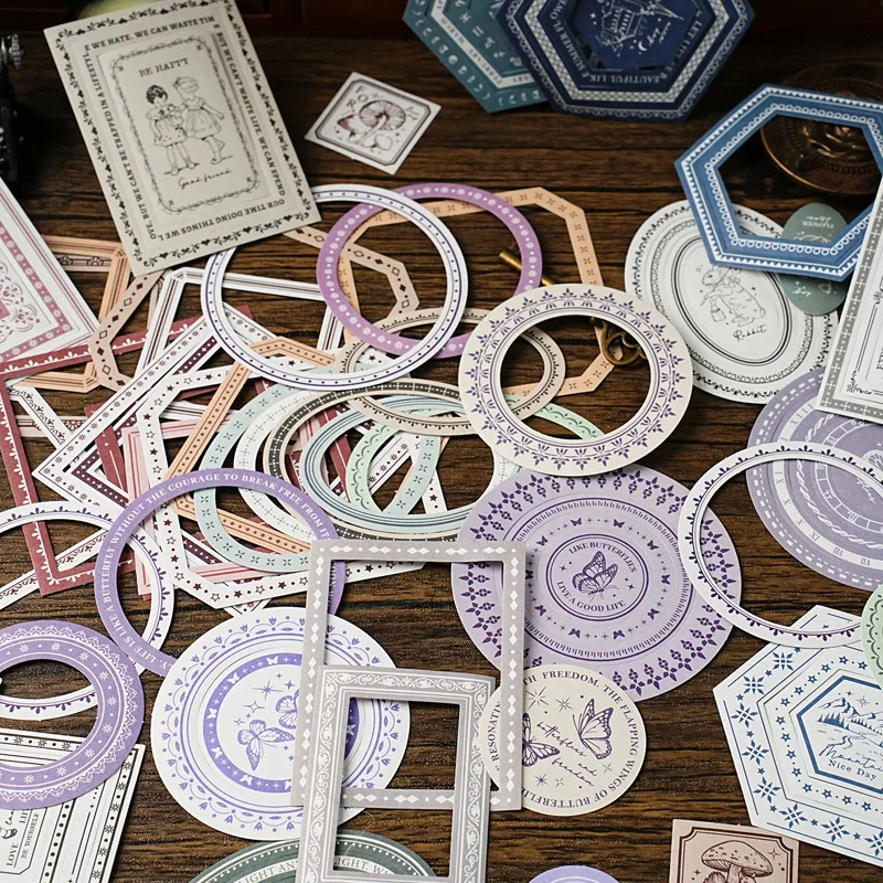 20 시트/팩 스티커 가방 시간 시리즈 프레임 소재의 추억 빛 복고풍 식물 손 텐트 장식 DIY 재료 팩