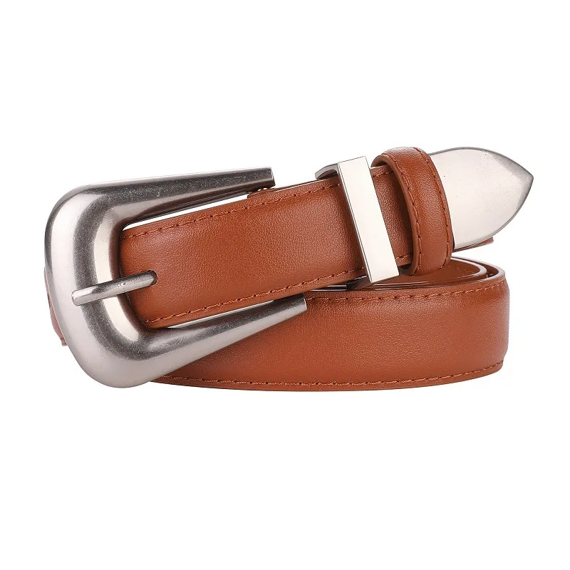 Burgundy Genuine Leather Women's Belt with Gold Buckle – Luxurious Casual Fashion Accessory