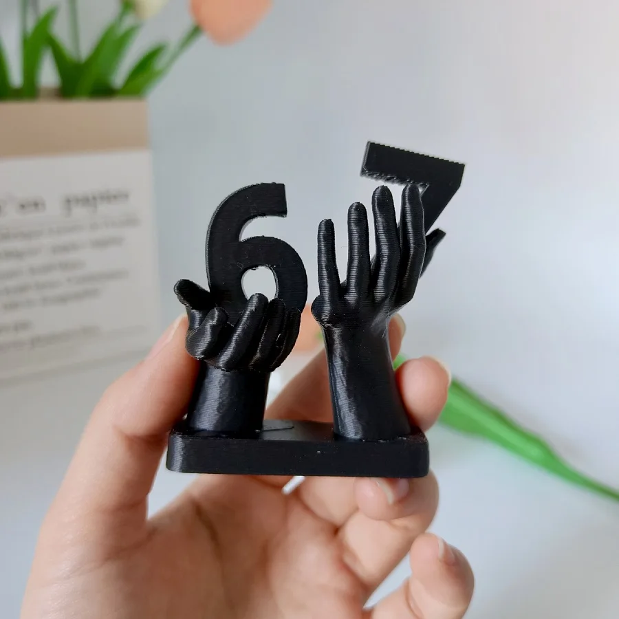 Artistic Hand-Shaped Number 67 Decorative Figurine for Home and Office Decor