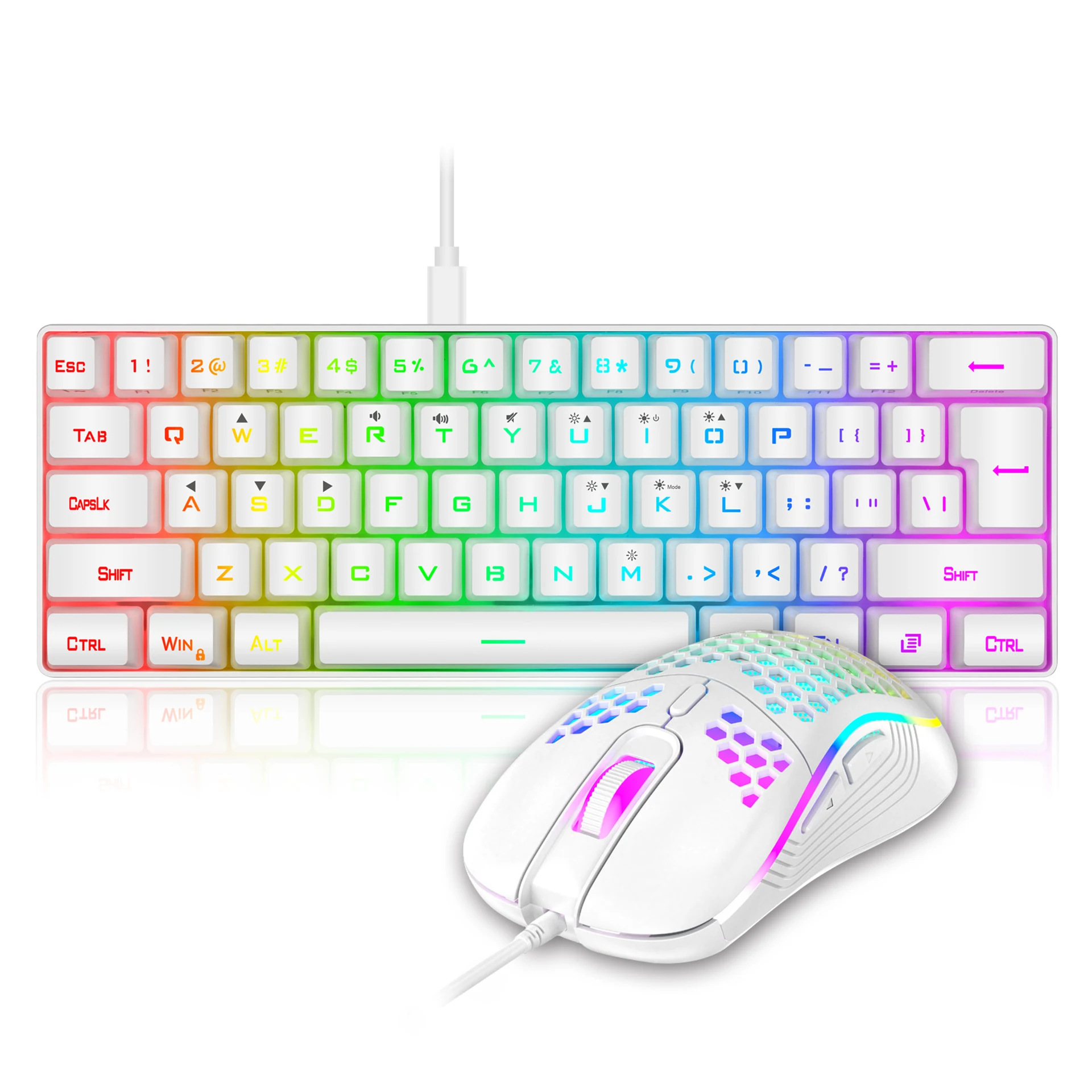 Redthunder 60 Gaming Keyboard And Mouse Combo, Compact Rgb Backlit