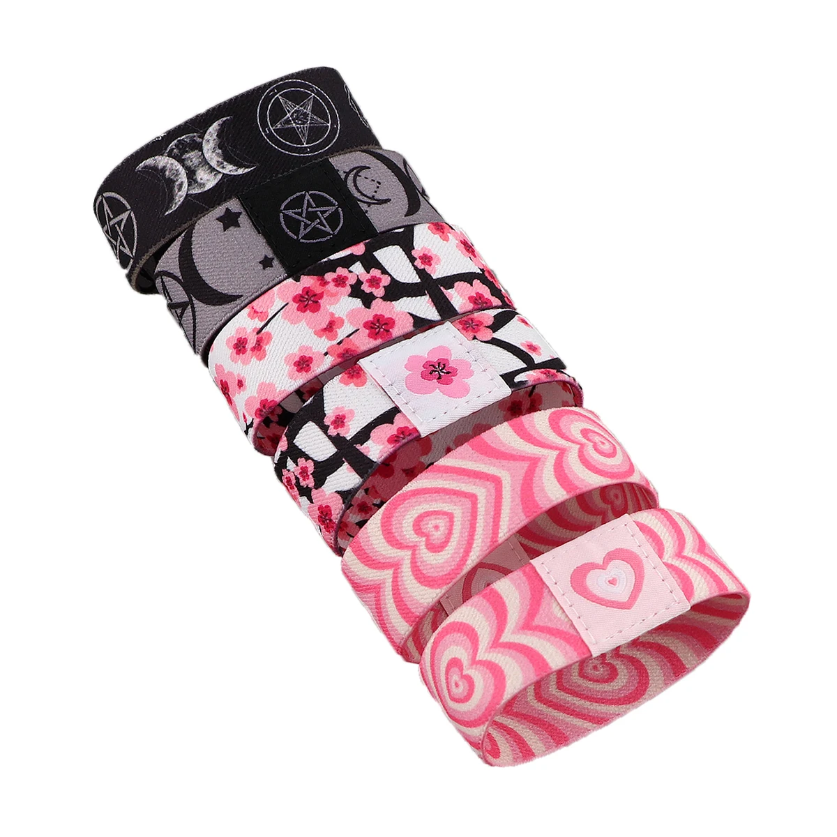 Cherry Blossom Cloth Stretch Wristband Bracelet Flexible Wrist Band Cuff Bracelet For Women Men