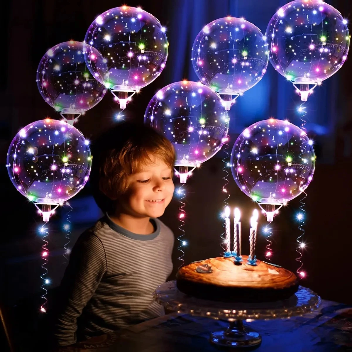 10Pcs/Set Clear LED light Up BoBo Balloons Luminous Bubble Balloon