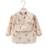 Bavoir d'alimentation pour enfants, 1 pièce, tablier imperméable à manches longues, poche de riz, chemisier d'alimentation, bavoirs pour tout-petits, Smock d'alimentation fin d'été pour enfants 6