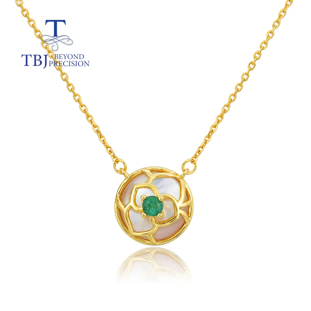 

Natural Green Emerald Necklace 925 Silver girls and women fashion design jewelry gift