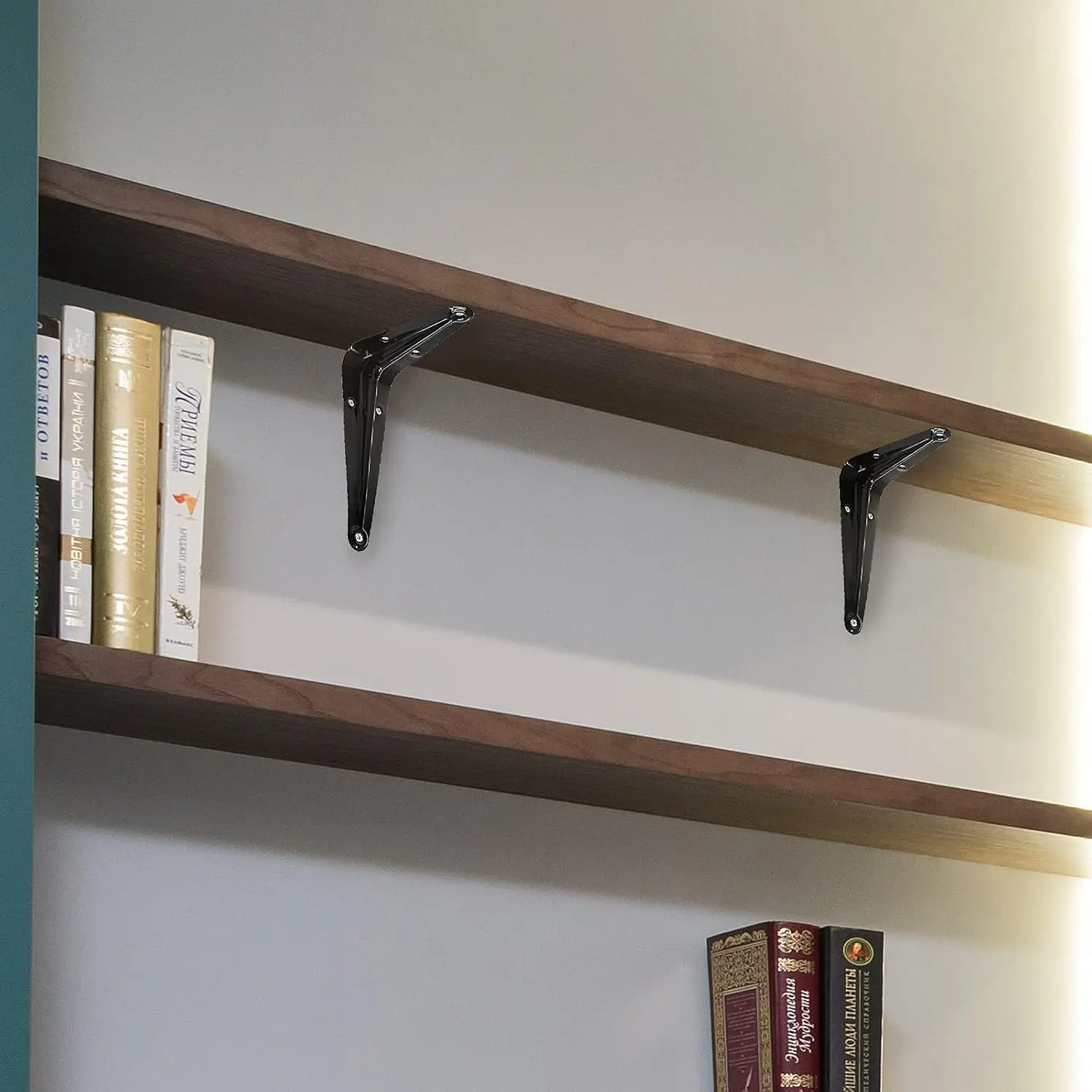 Durable Metal Floating Shelf Brackets - Decorative Wall Corner Braces with Screws