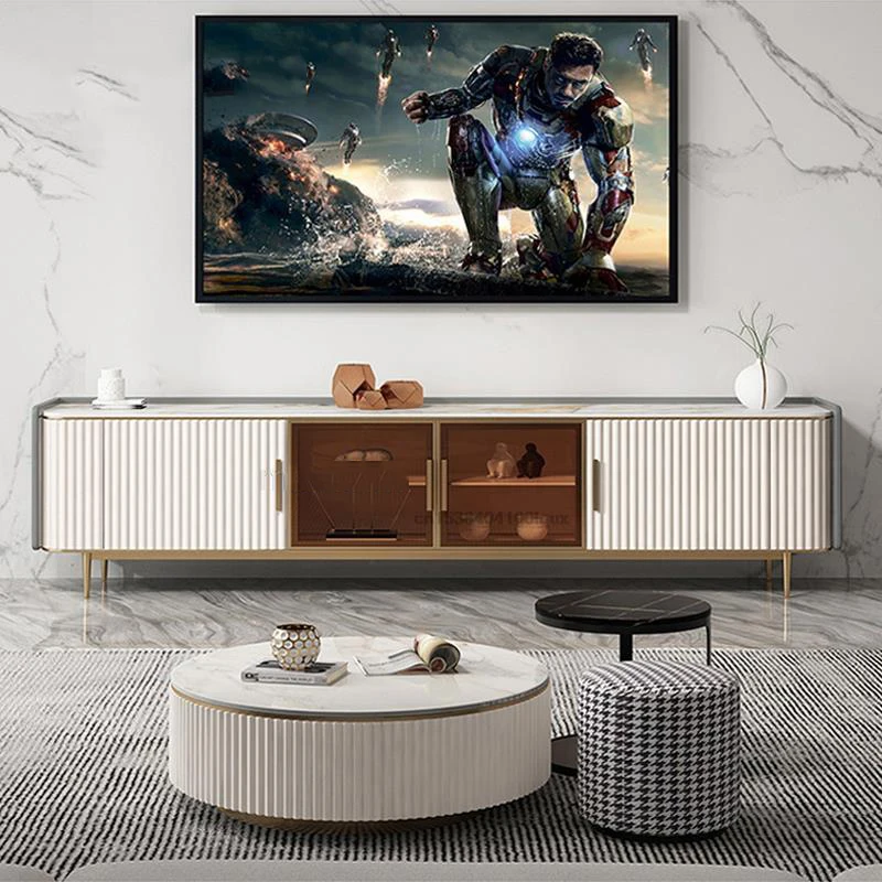 

Rock Board Coffee Table TV Living Room Cabinet Combination Modern Minimalist Small Apartment Home High-End Floor Cabinet Luxury