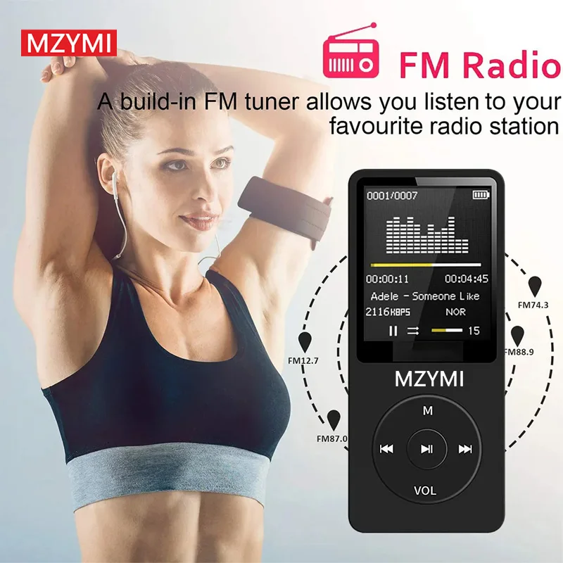 Mp3 Mp4 Player 16 GB Memory Card Portable Digital Screen Music FM Radio Voice Record HD Speaker Photo Viewer
