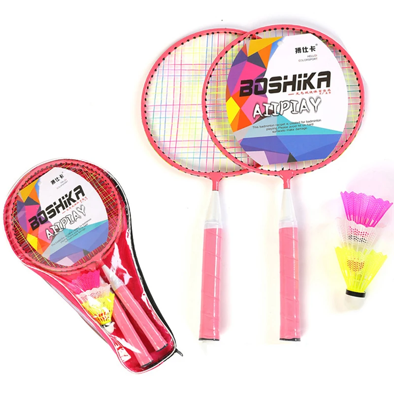 1 par crianças tênis badminton raquetes bola conjunto esportes jogo da família brinquedo crianças raquetes de badminton n66