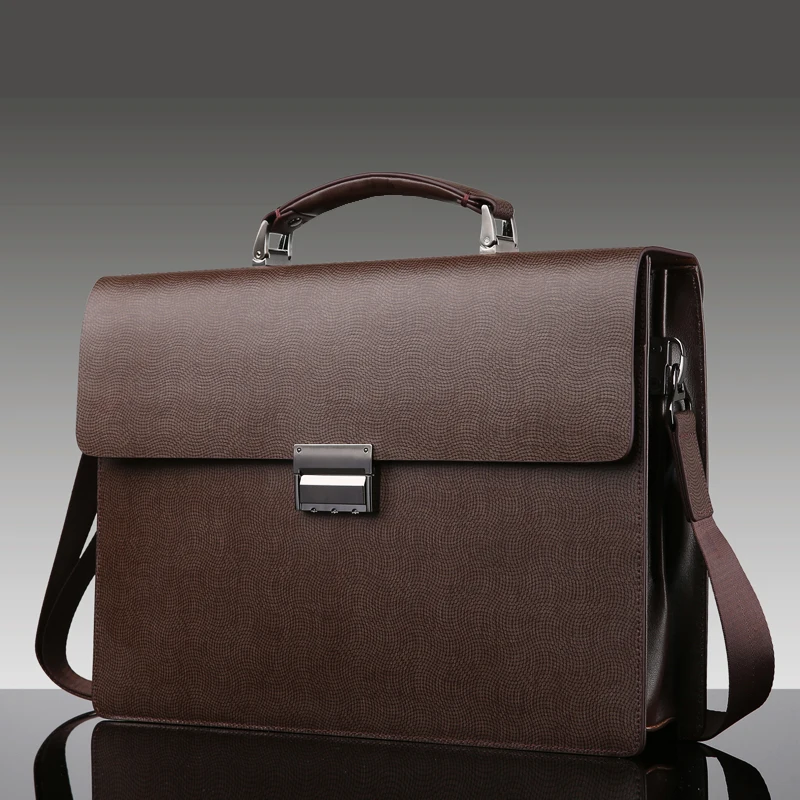 

Briefcase Cowhide Material Business Portable Men's Solid Color Simple Casual Fashion with Password Lock Large Capacity Portable