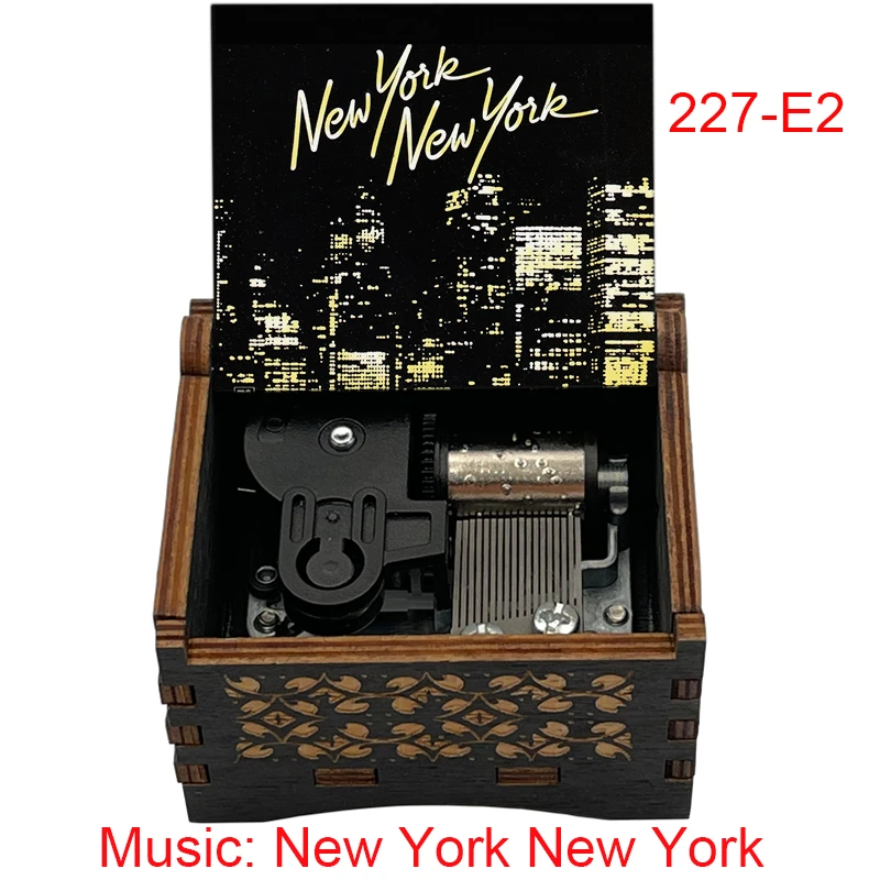 New York New York Wind Up Music Box Wooden Musical Gift 18 Note Mechanical Gift for Friends Family Festival Present
