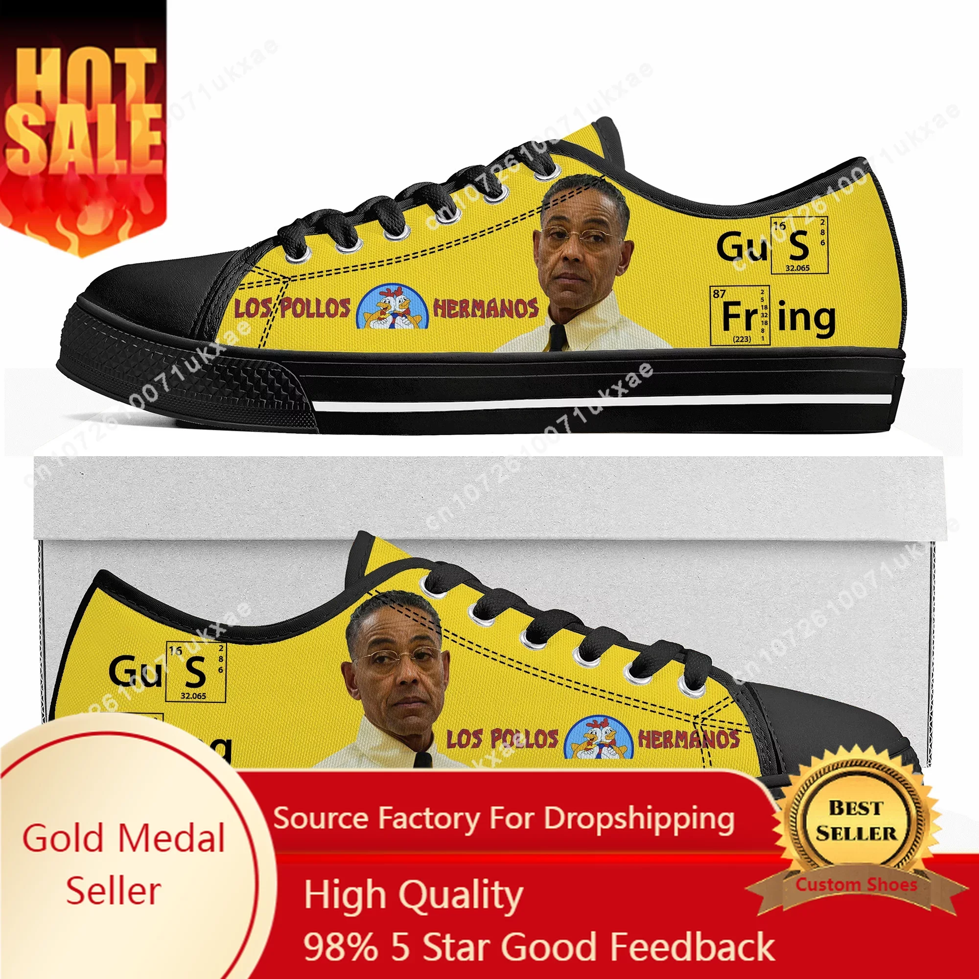 

LOS POLLOS HERMANOS Low Top Sneakers Mens Womens Teenager Canvas High Quality Gustavo Gus Fring Sneaker Casual CustomizedShoes