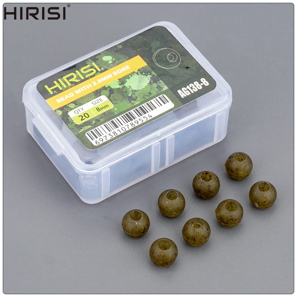 Hirisi 20 Stück Karpfenangeln Gummi-Schockperlen, grüne weiche Rig-Perlen, Angelterminal, Angelzubehör AG138 – Detail 1