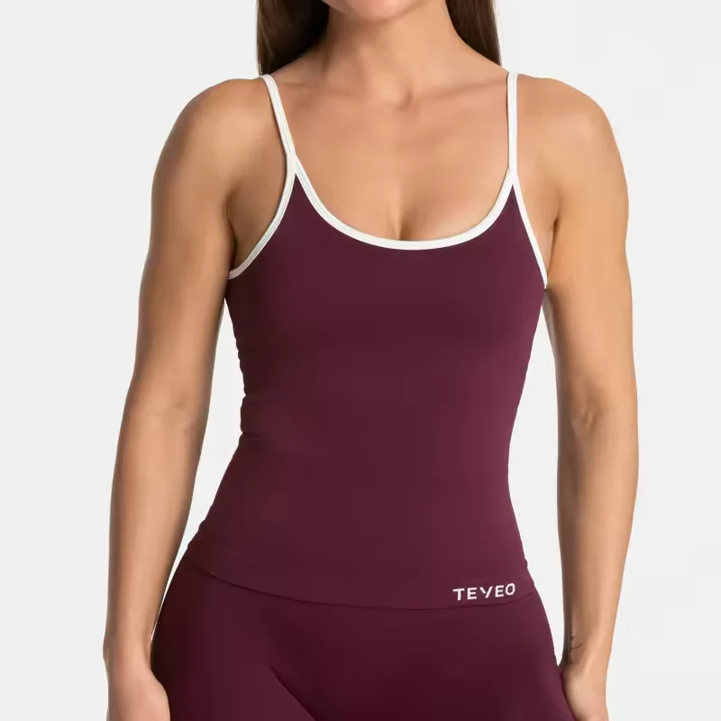 TEVEO Ignite Cami Top Sports Yoga Vest Underwear Women's Fitness Top Gym Beautiful Back Bra Running Workout Halter