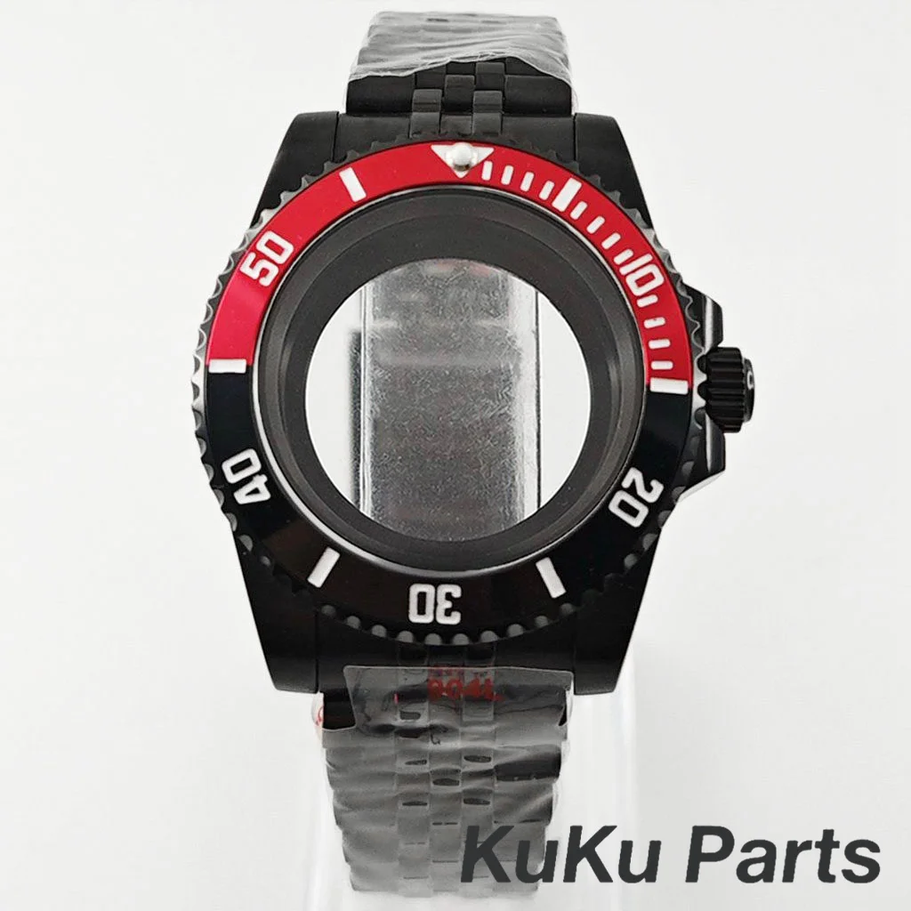 Black Purple GMT Bezel Watch Case with PVD Black Jubilee Bracelet and Sapphire Crystal