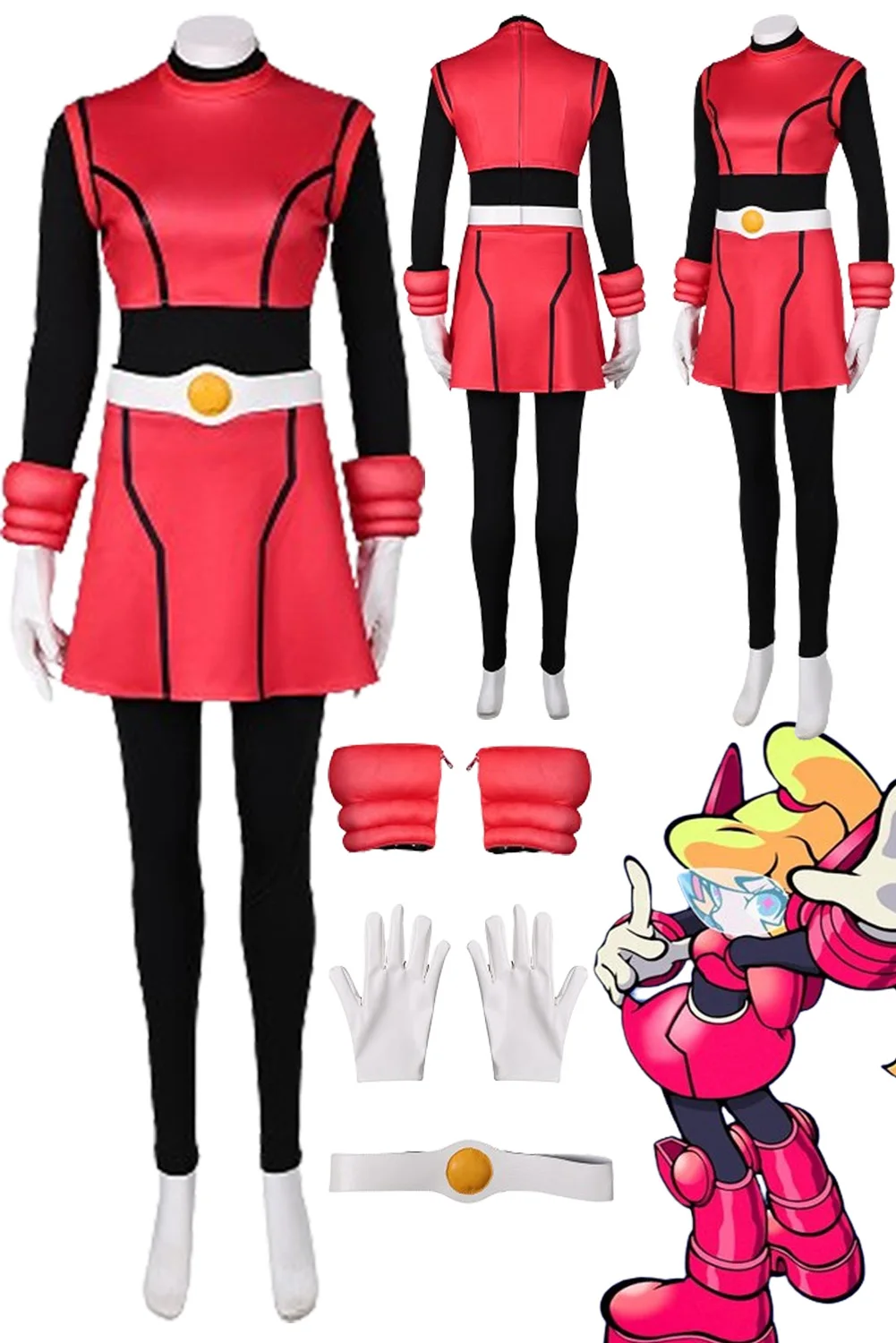 

Женский костюм для косплея Mighty Peach, женские перчатки, напульсник, юбка, полный комплект, Маскирующие наряды, одежда для Хэллоуина, карнавала, костюма
