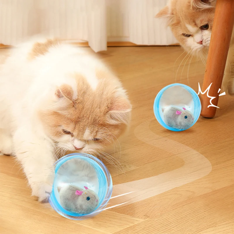 Cat Toys Automatic Rolling Ball Electric Cat Toys Interactive for Cats Training Self-moving Kitten Toys Pet Accessories automatic electric rotating cat toy colorful butterfly bird animal shape plastic funny pet dog kitten interactive training toys