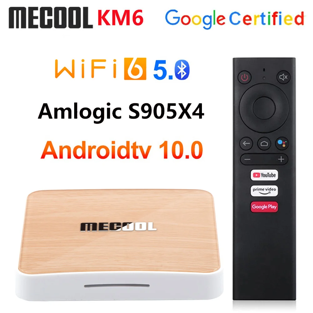 Приставка Смарт-ТВ Mecool KM6 A TV Amlogic S905X4 AV1 Android 10 4 Гб ОЗУ 64 ПЗУ 2 4G 5G WiFi 6 Bluetooth 4K HD