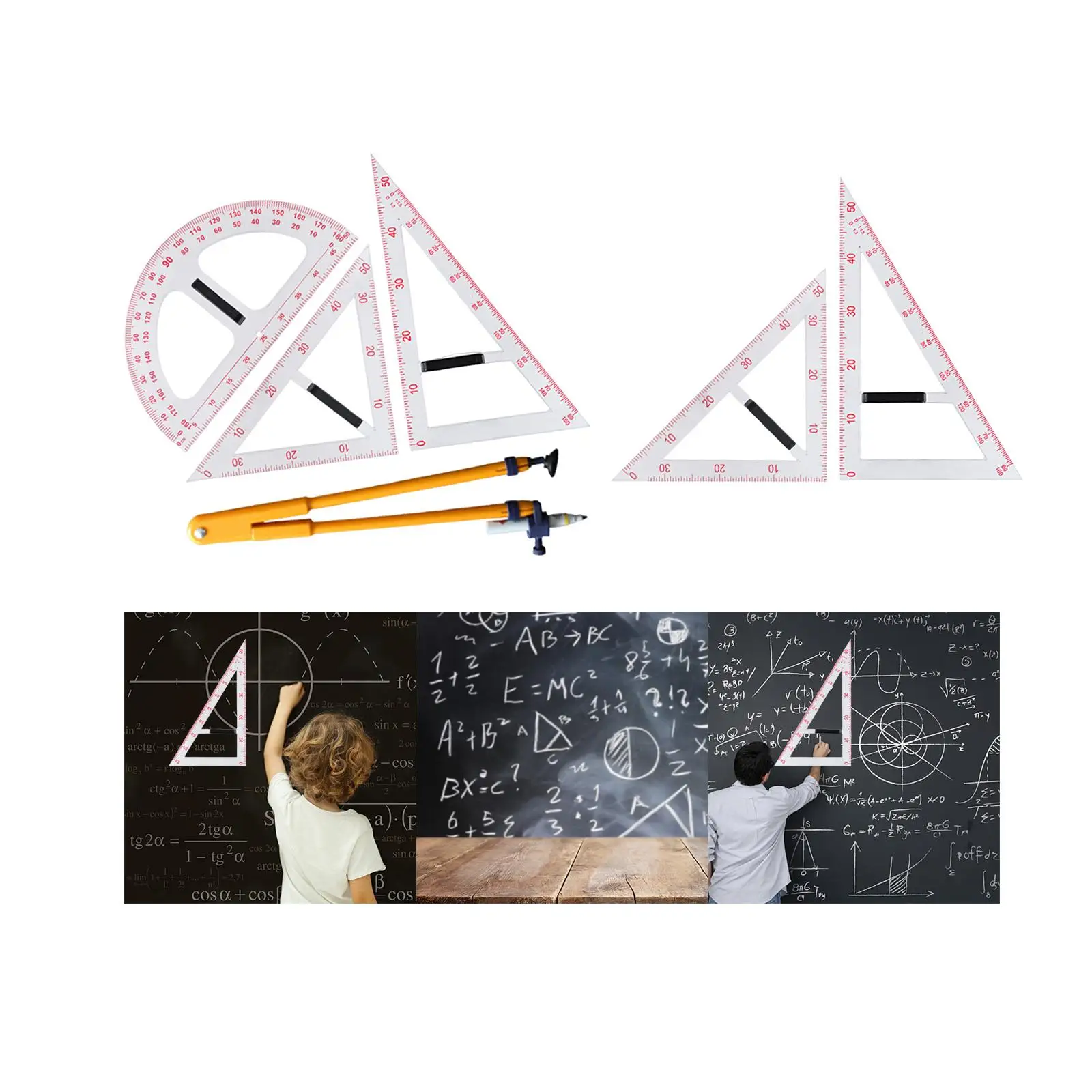 Geometry Measurement Tool with Detachable Handle Compass Accuracy Drawing for Classroom Whiteboard Black Board Teachers Drafting