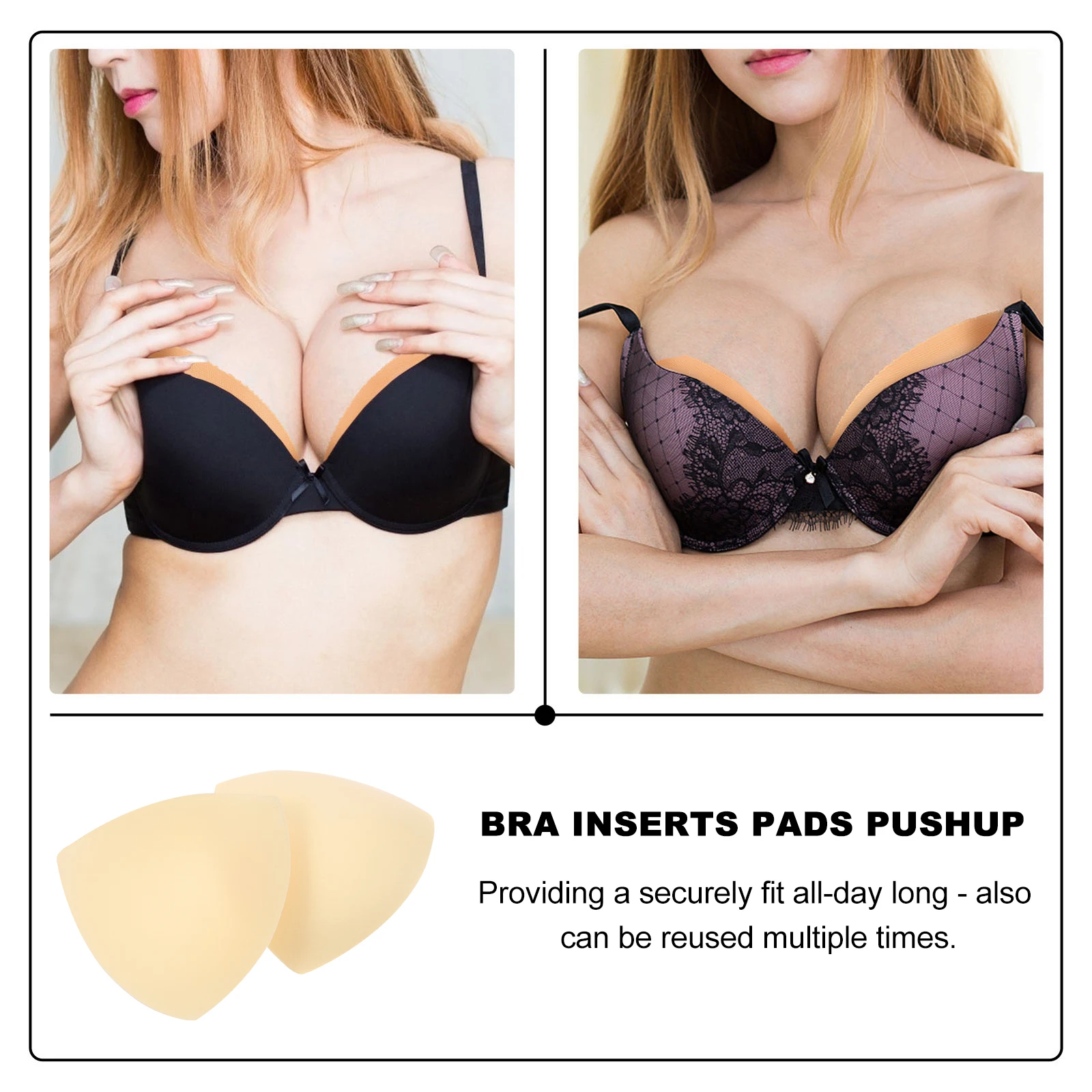 Self-adhesive Inserts Bra Pads Inserts Push Up Pads Removable Breast  Enhancer for Bras Bikini Swimsuit Sports 2 Pairs (2, 1*Heart-shaped  +1*Triangle) : : Fashion