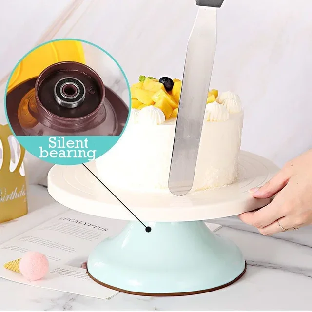 Plastic Cake Turntable Rotating Round Cake Stand Anti-slip Wear-resistant Cake Decorating Turntable Kitchen Baking Accessories 2