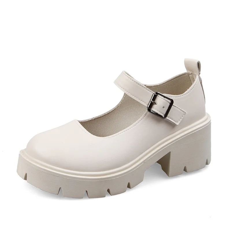 Spring/Autumn 2022 New Fashion Leather Shoes for Woman Pumps High Heel Shoes Women Casual Buckle Strap Lady Shoes Women