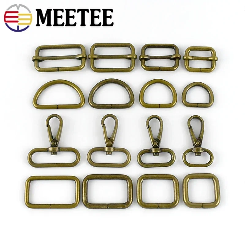 

10Pcs 20/25/32/38mm Brass Metal Buckles D Ring Lobster Tri-glide Adjust Clasp Bag Strap Belt Carabiner Hook Sewing Accessories