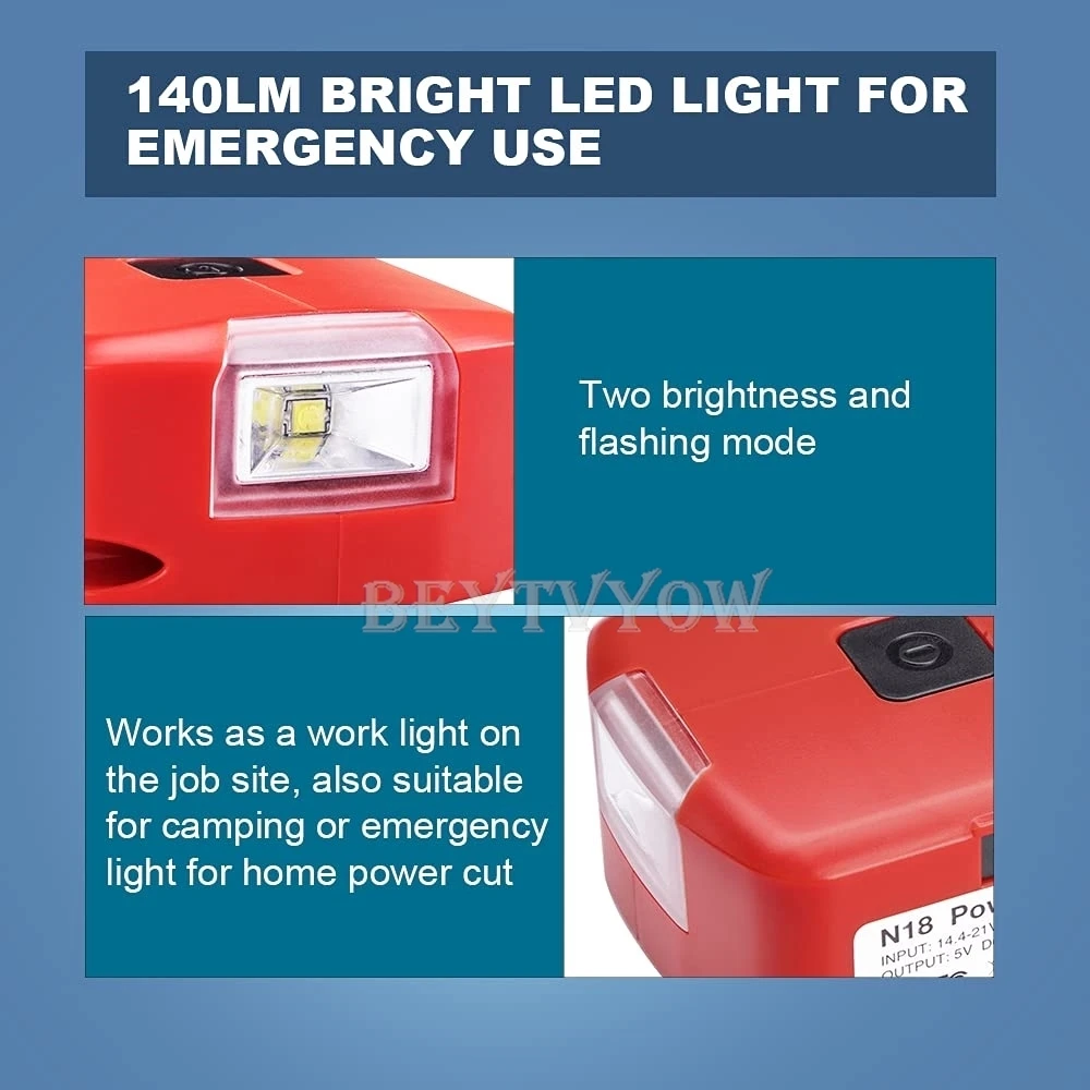 Battery Adapter Compatible with Milwaukee 18V Battery USB Charger Adapter with D