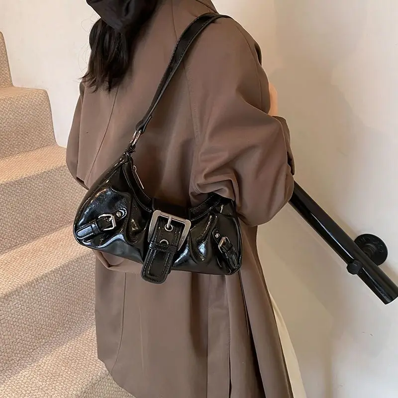 Hot Selling Maillard-Style Retro Style Small Bag Spicy Girls Y2K Vintage Leather Shoulder Underarm Bag Commuter Handbag