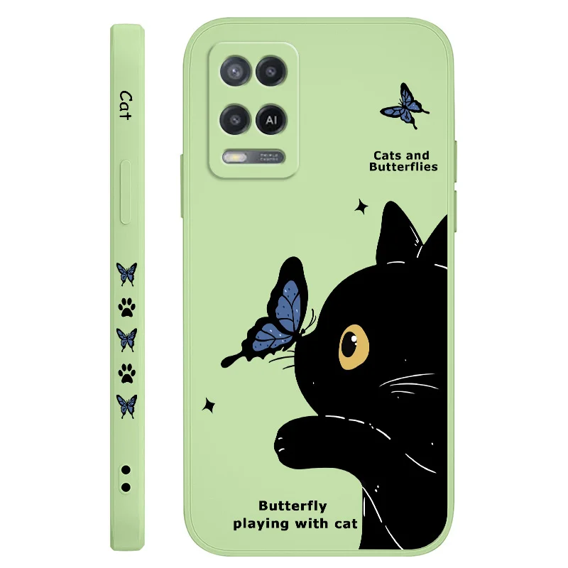 Elegant Cat & Butterfly Design Phone Case - Artistic Protective Cover