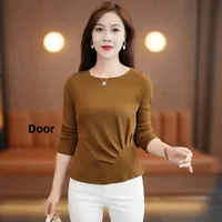 Southeast Asia Autumn New Fashionable Pure Color Base Layer Short Sleeve Slim Fit Half High Collar T Shirt Youthful Looking