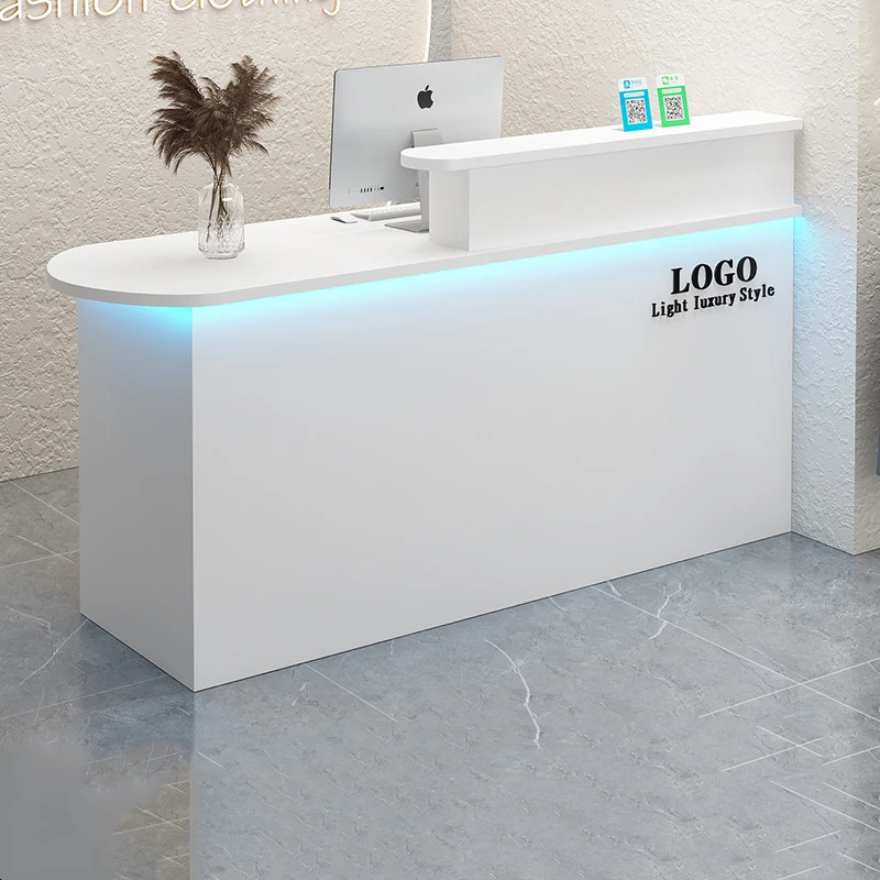 Custom Stylish Reception Desks Corner Light Bar Office Checkout Reception Desks Beauty Salon Mostrador Commercial Furniture