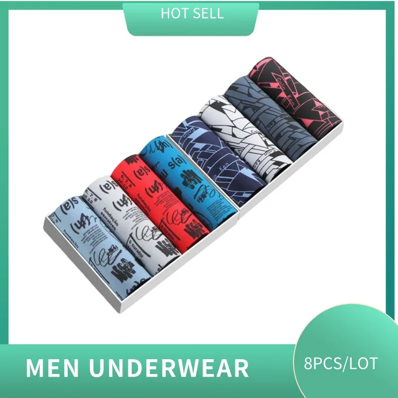 

8PCS Men Underpants Boxers Shorts Comfortable Underpants Men's Underwear Plus Size Men Boxer Breathable Soft Shorts 2022 Hot