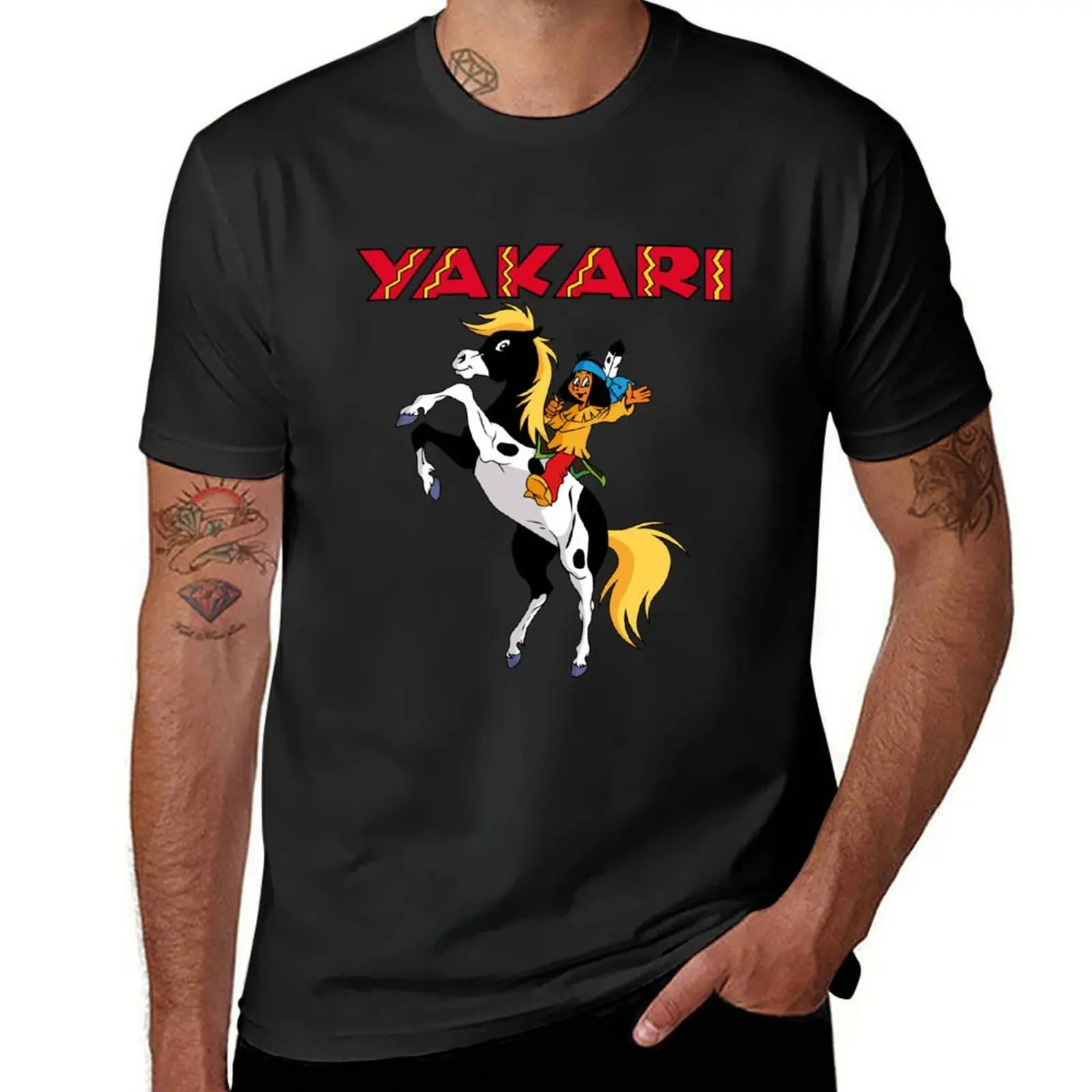 Фото Забавная футболка yakari advanture для мальчиков, белая Эстетическая одежда с принтом животных для мальчиков, мужские тренировочные футболки №1