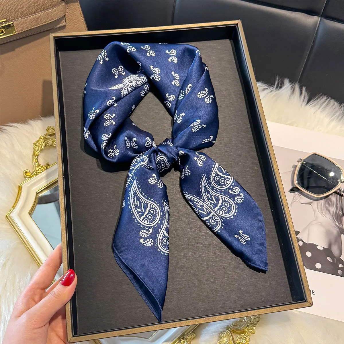 NEW Paisley Square Scarf Women Satin Shawl Wrap Hijab Female Hair Luxury Headkerchief Four Seasons Beach Sun Protection Bandana