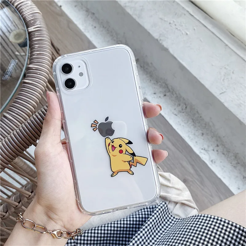 Pokemon Pikachu Phone Case for iPhone 13 12 11 14 15 Pro Max Clear Cover Case