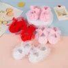 Newborn Princess Soft Sole First Walkers Infant Girls Lace Anti-slip Shoes for Party Wedding Toddler Crib Cotton Prewalker 0-18M 6