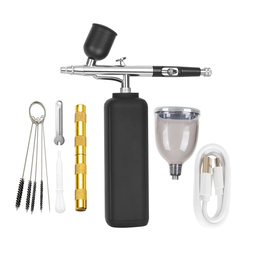 Portable Mini Cordless Airbrush Set with Compressor Gun Kit for Makeup Painting Cake Decorating Nail Design Tattoo Coloring for rowenta zr009006 filter x force flex 8 60 cordless vacuum cleaner reusable washable design 8 9 x 8 9 x 10 5 cm cleaning