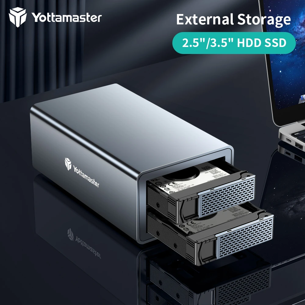 Yottamaster 2Bay External Storage Hard Drive Enclosure Support USB3.0