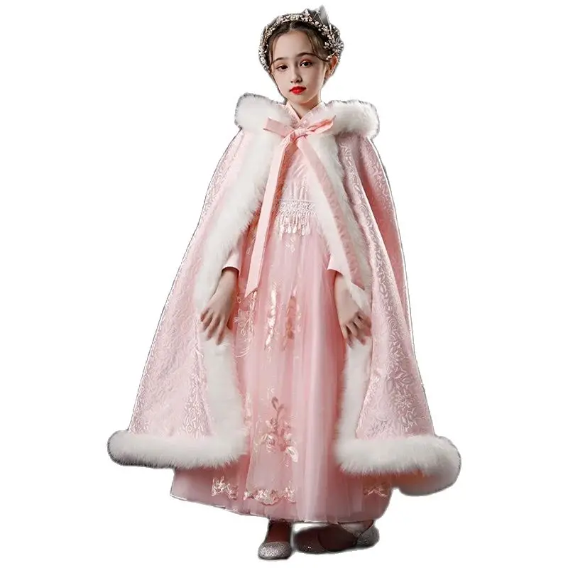 

Pink Red Faux Fur Cape For Kids Girl Winter Warm Clothes Wedding Party Dress Faux Fur Cloak Stole Jacket Wrap Shrug Bolero Coat