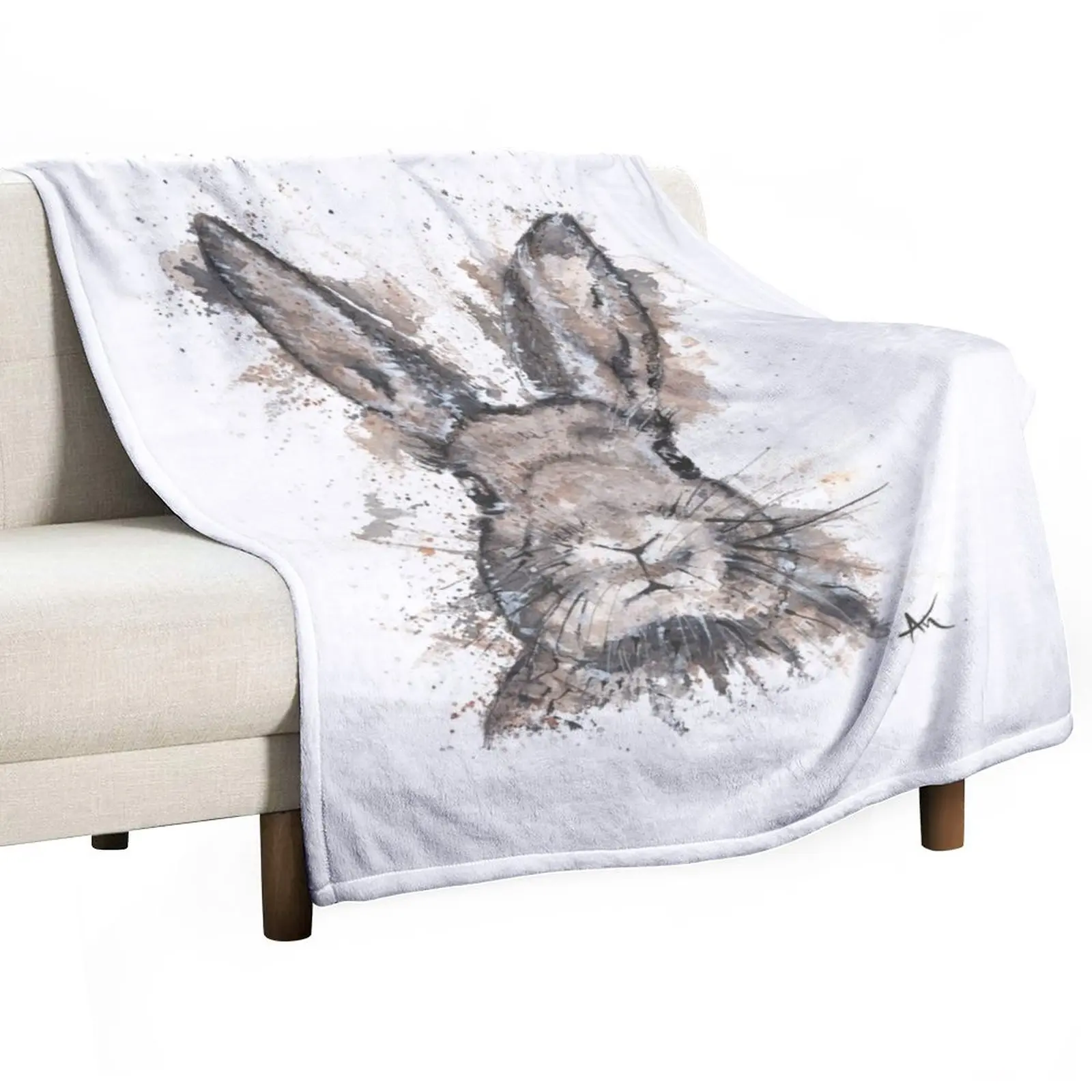 

Rabbit - Watercolor Wildlife Throw Blanket Softest Blanket sofa bed Sofa Quilt Beautiful Blankets