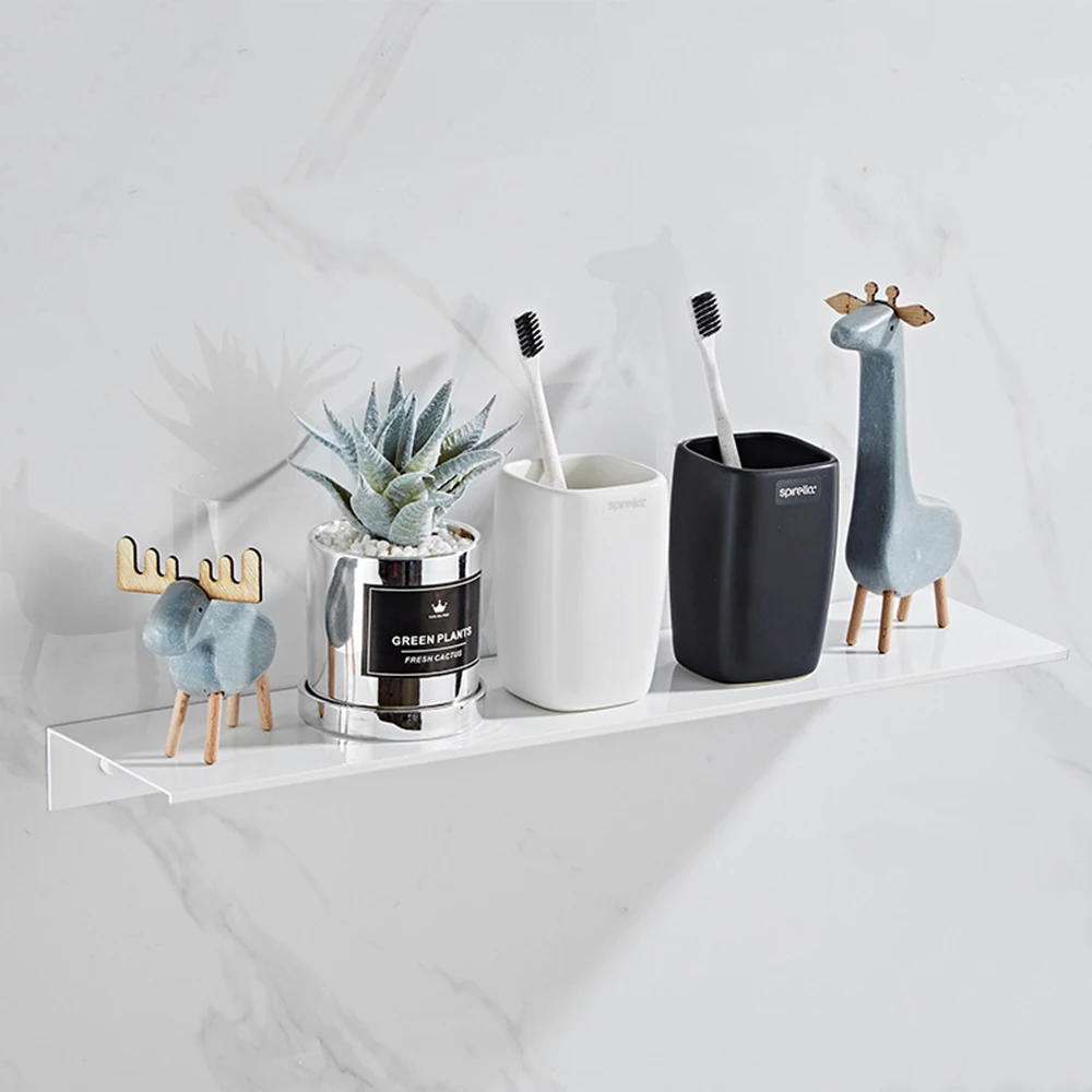 30/40/50CM Bathroom Shelf Aluminum Floating Shelves for Wall Mounted Shower Organiser Kitchen Storage Rack Bathroom Accessories 5
