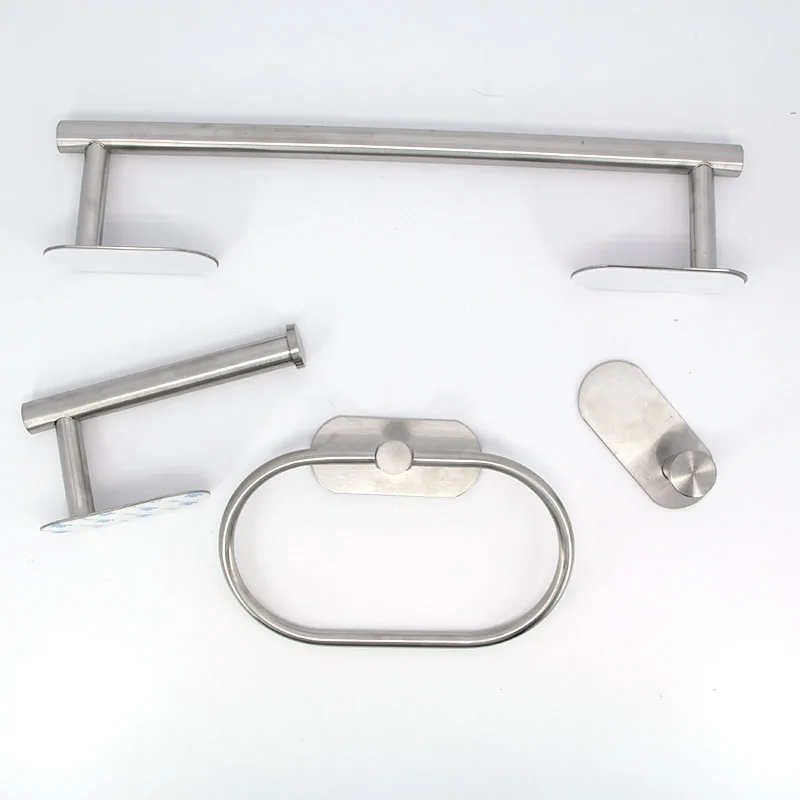 silver Towel Bar for Bathroom No Drill Punch free Stainless Steel without drill Accessories Toilet Tissue Roll Paper Holder Rack