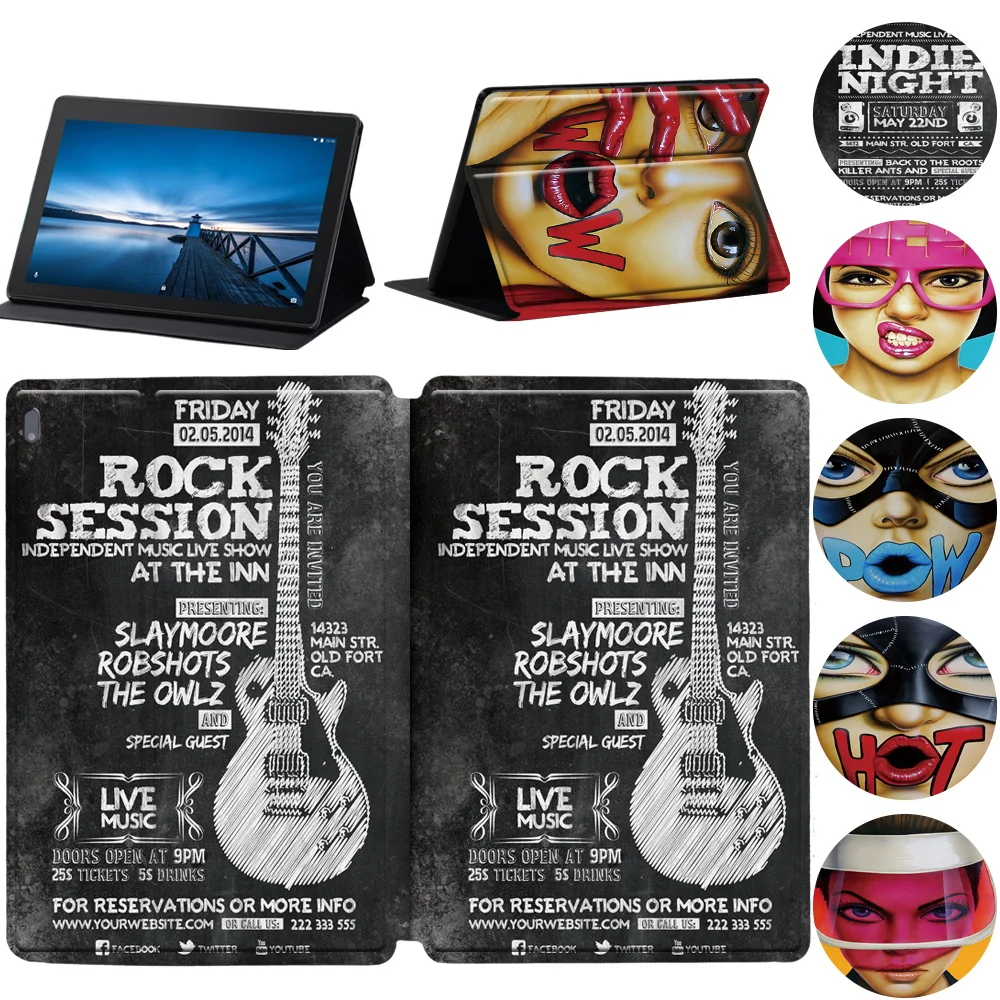 Custodia Per Tablet In Pelle Per Lenovo Tab M7/M8/M10 2Nd Gen 10.1/M10/M10 Fhd Plus/E10 10.1 Copertura Pieghevole Antigoccia Serie Di Bevande