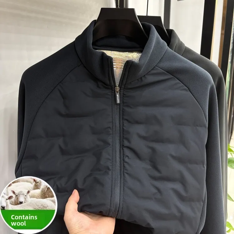 Men's Autumn Winter Woolen Jacket Outerwear Thickened Fleece Lined Zipper Warm Top Fashion Urban Style Long Sleeve Short Length - 2