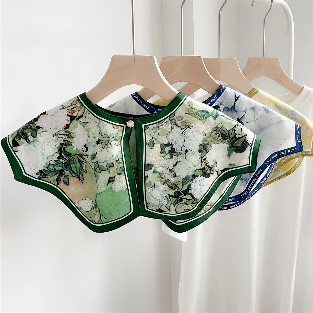 

15*68cm Flower Print Fake Collar Shawl Scarf Shoulder Wraps Decoration For Dress Skirt Collar Detachable Neckwear
