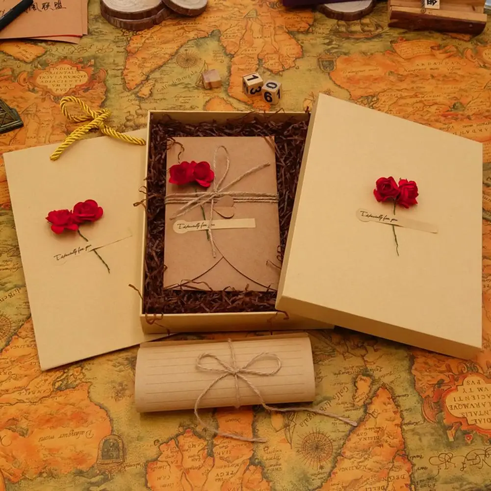 Letter Paper Envelope Set Romantic Vintage Style with Flowers Decoration Clear Line Smooth Writing Letter Envelopes