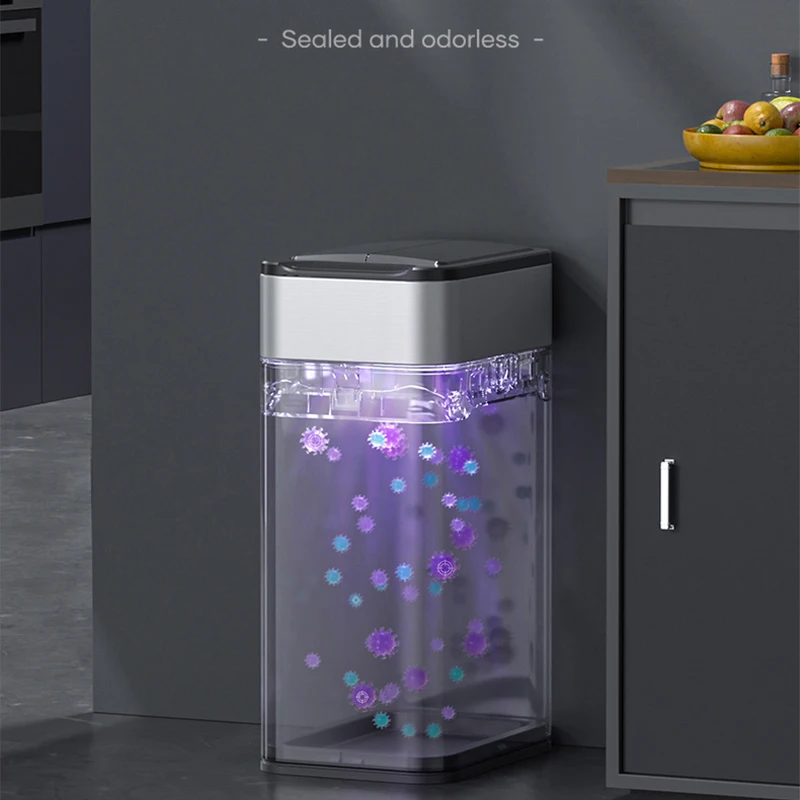 Pattumiera Intelligente FLINQ Con Sensore, 60 Litri, In Acciaio Inox Nero, Apertura Automatica Senza Contatto - 3