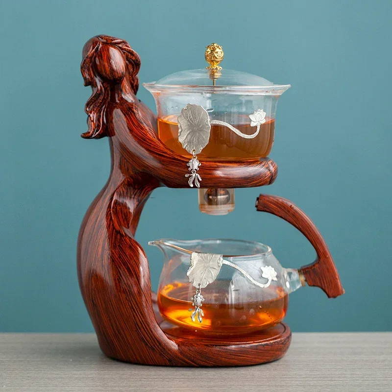Heat-resistant Glass Teapot Holder Base Tea infusers Tea Ware Automatic Set Making Kungfu Teapot Teacup tea set