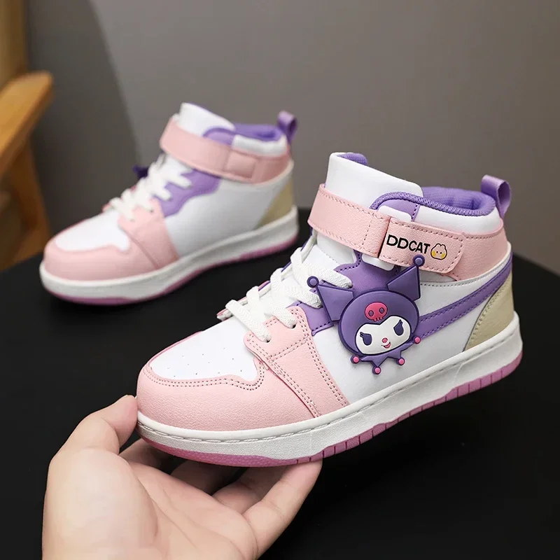 Kids Sneakers High-top Winter Warm Cotton Casual Walking Skate Shoes Cute Childrens Tenis Leather Luxury Design Girl Shoes